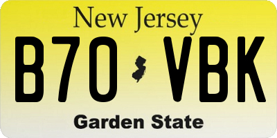 NJ license plate B70VBK