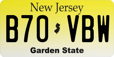 NJ license plate B70VBW