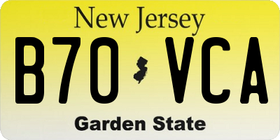 NJ license plate B70VCA