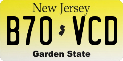 NJ license plate B70VCD