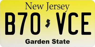 NJ license plate B70VCE