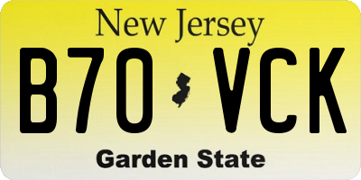 NJ license plate B70VCK