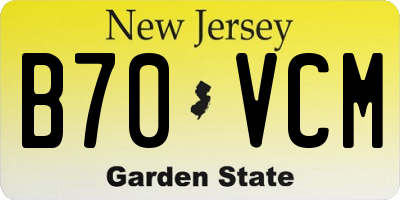 NJ license plate B70VCM