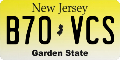 NJ license plate B70VCS