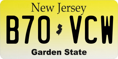 NJ license plate B70VCW