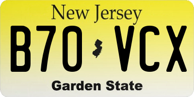 NJ license plate B70VCX
