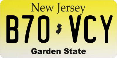 NJ license plate B70VCY