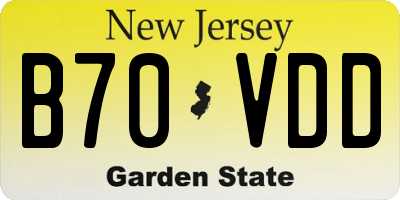 NJ license plate B70VDD