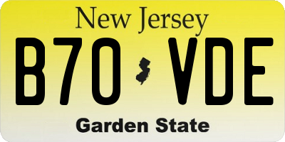NJ license plate B70VDE