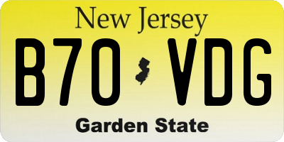 NJ license plate B70VDG