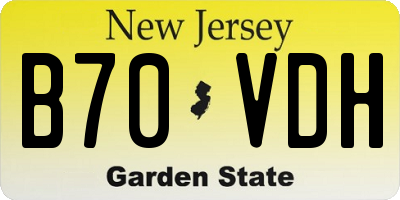 NJ license plate B70VDH