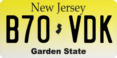 NJ license plate B70VDK