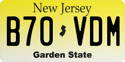 NJ license plate B70VDM