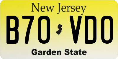 NJ license plate B70VDO