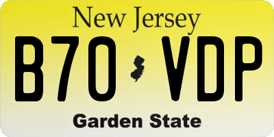 NJ license plate B70VDP