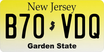 NJ license plate B70VDQ