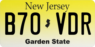 NJ license plate B70VDR