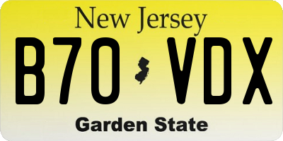 NJ license plate B70VDX