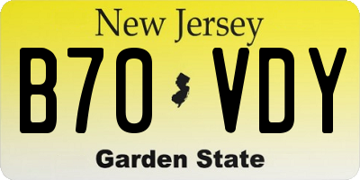 NJ license plate B70VDY