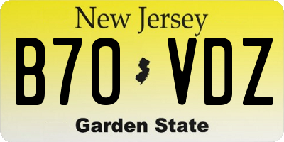 NJ license plate B70VDZ