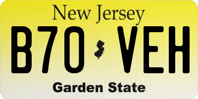 NJ license plate B70VEH