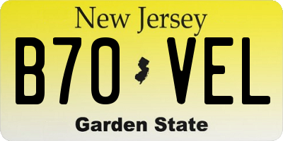 NJ license plate B70VEL