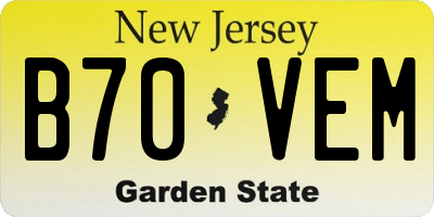 NJ license plate B70VEM
