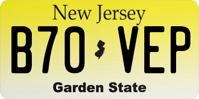 NJ license plate B70VEP
