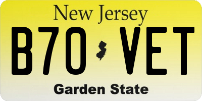 NJ license plate B70VET
