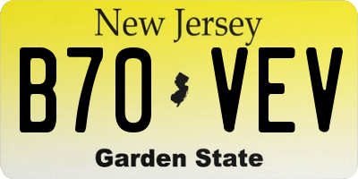 NJ license plate B70VEV