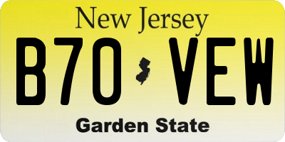 NJ license plate B70VEW