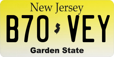 NJ license plate B70VEY