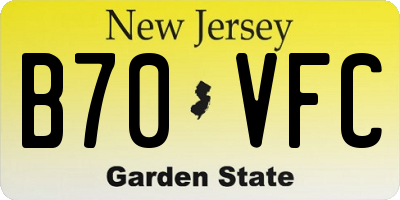 NJ license plate B70VFC