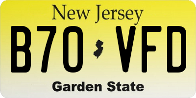 NJ license plate B70VFD