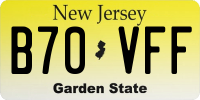 NJ license plate B70VFF