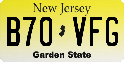 NJ license plate B70VFG