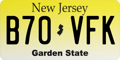 NJ license plate B70VFK