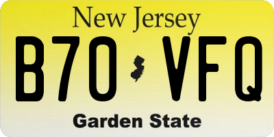 NJ license plate B70VFQ