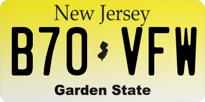 NJ license plate B70VFW