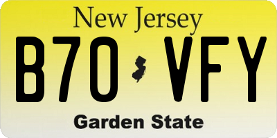NJ license plate B70VFY