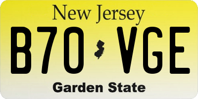 NJ license plate B70VGE