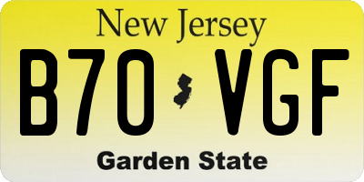 NJ license plate B70VGF