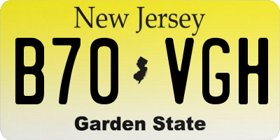 NJ license plate B70VGH