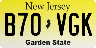 NJ license plate B70VGK