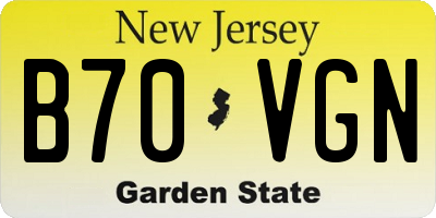 NJ license plate B70VGN