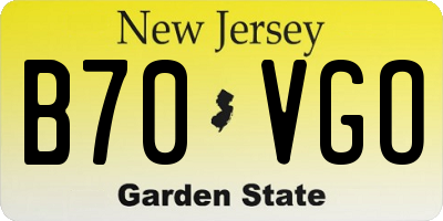 NJ license plate B70VGO