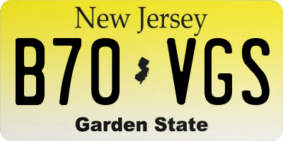 NJ license plate B70VGS