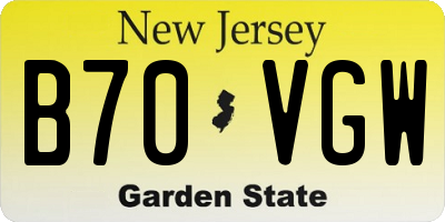 NJ license plate B70VGW