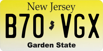 NJ license plate B70VGX