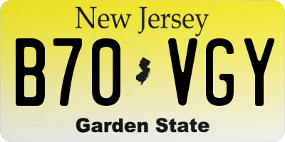 NJ license plate B70VGY